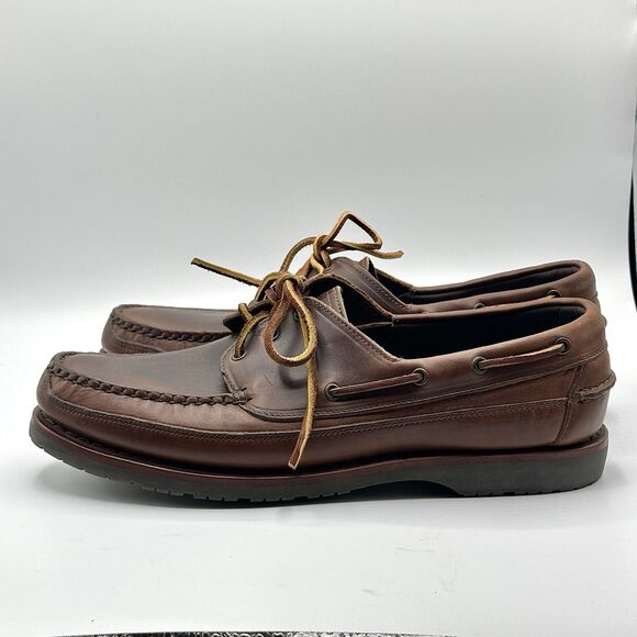 Brooks Brothers Hand Sewn Boat Shoes Men Size 10 D Lace Up Brown Loafers Vibram main image 9